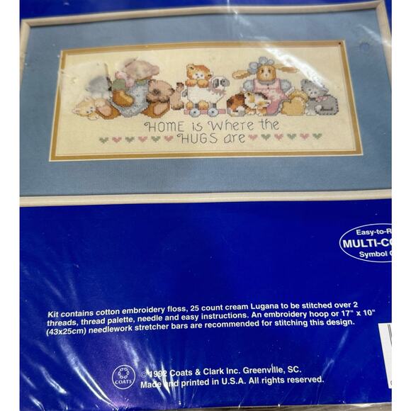 J & P Coats Cross Stitch Kit Warm Hugs #23504 13" X 6" Nursery - Picture 4 of 4